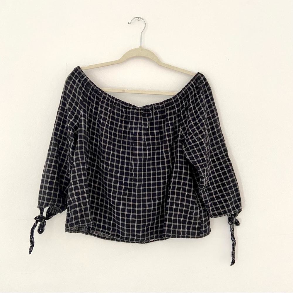 MADEWELL Checkered Off the Shoulder Top